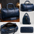 Premium Navy Leather Duffle Bag – Luxury Travel Weekender with Adjustable Shoulder Strap (Copy)