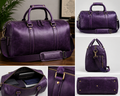 Premium Purple Leather Duffle Bag – Luxury Travel Weekender with Adjustable Shoulder Strap