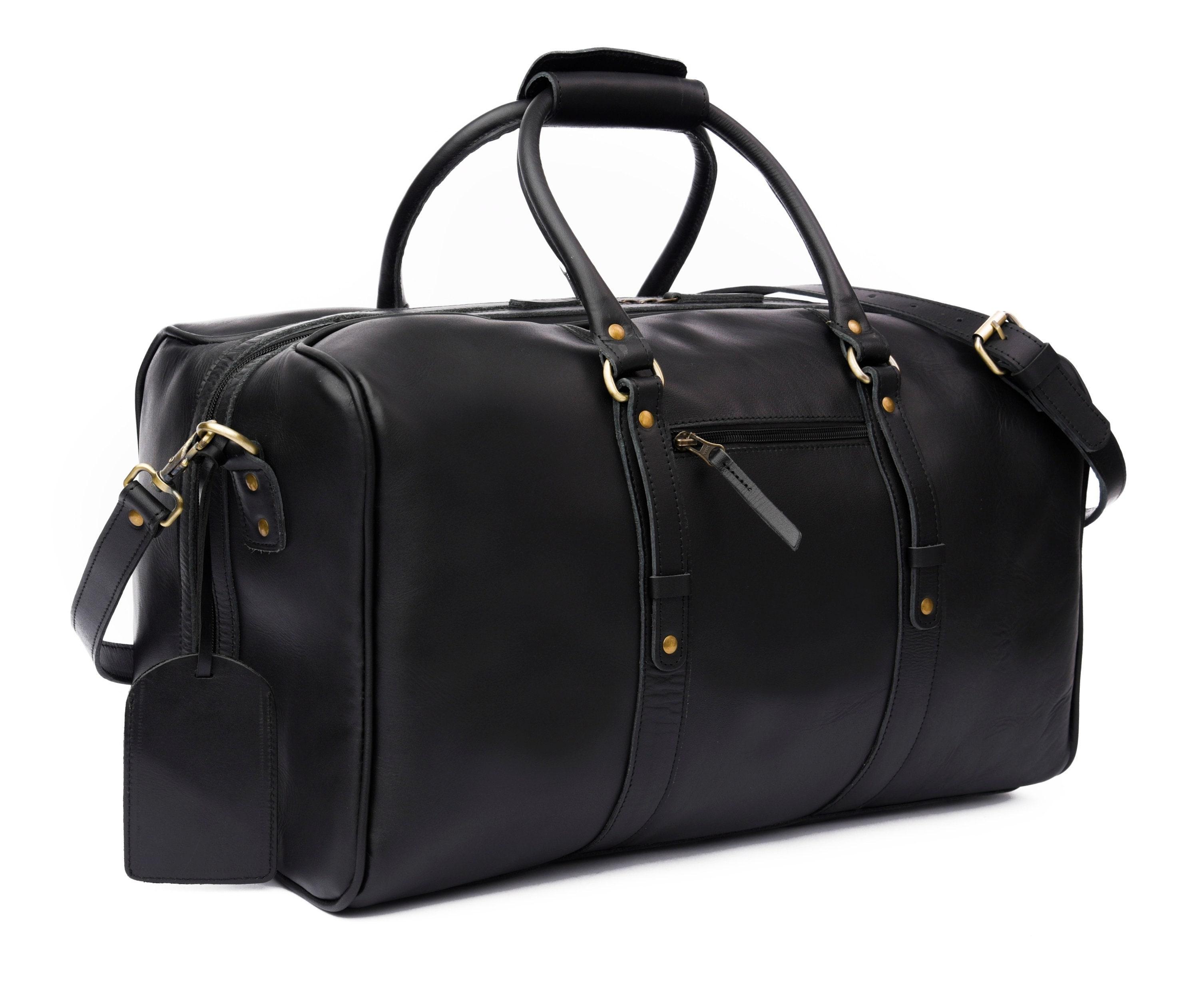 YAKKI GOODS™ Black Full-Grain Leather Duffle Bag | Luxury Weekender Travel Bag | Premium Carry-On Overnight Gym Bag for Men & Women (Copy)