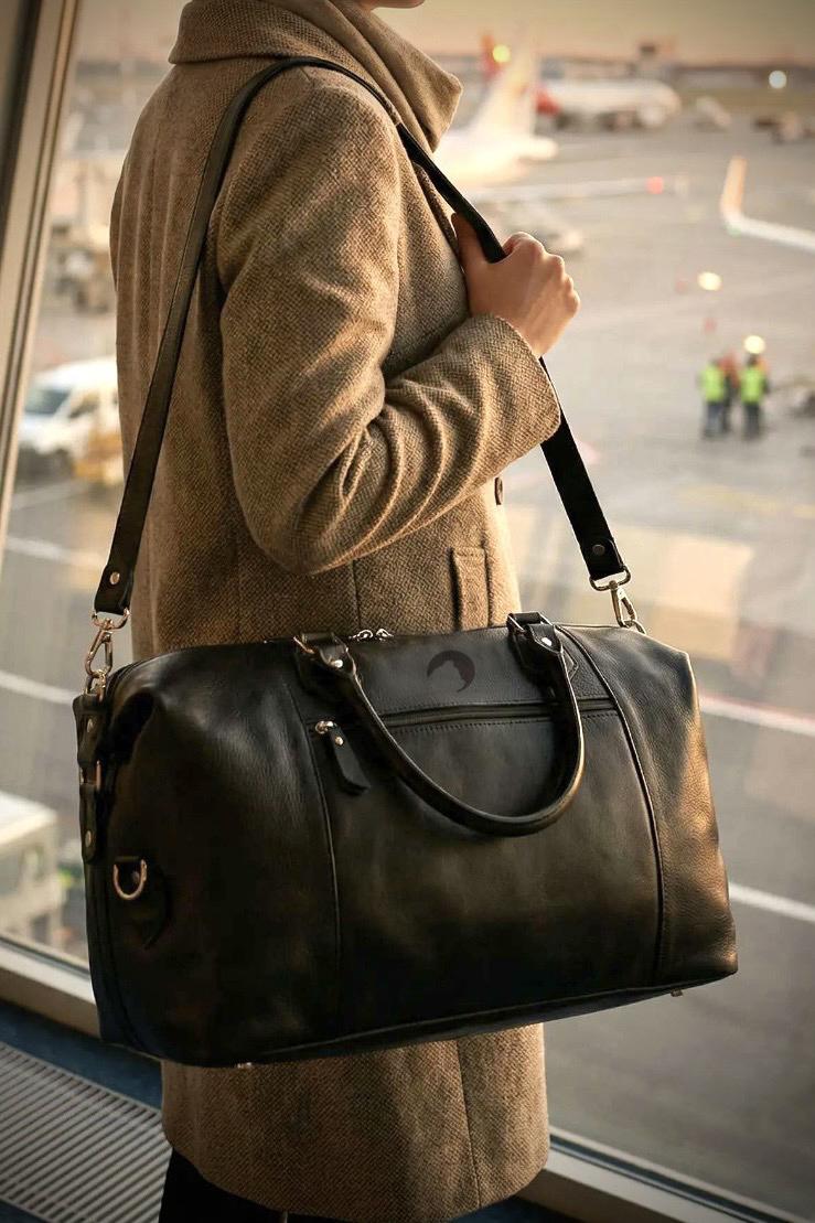 YAKKI GOODS™ Black Full-Grain Leather Duffle Bag | Luxury Weekender Travel Bag | Premium Carry-On Overnight Gym Bag for Men & Women (Copy)