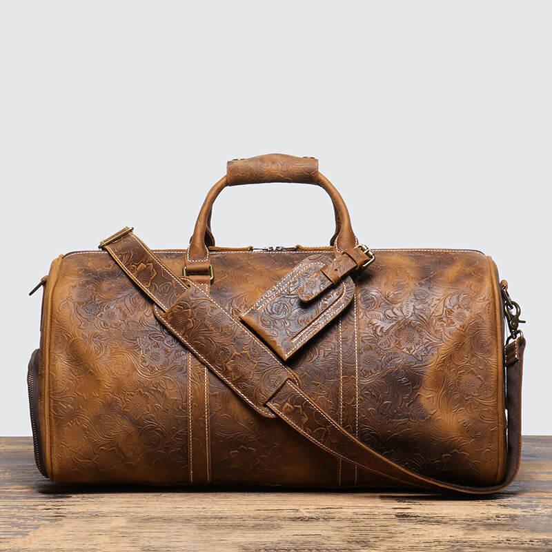 YAKKI GOODS™ Luxury Embossed Full-Grain Leather Duffle Bag | Premium Weekender Travel Bag | Handmade Carry-On Overnight Bag for Men & Women (Copy)