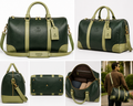 YAKKI GOODS™ Forest Green Full-Grain Leather Duffle Bag with Sage Green Accents | Luxury Weekender Travel Bag | Premium Carry-On Overnight Bag
